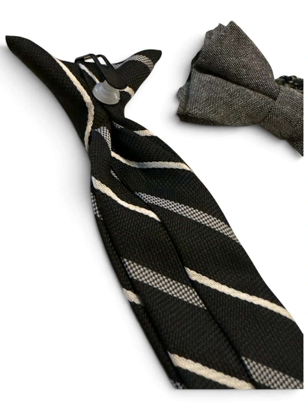 Classic Black & Gray Striped Men's Tie
